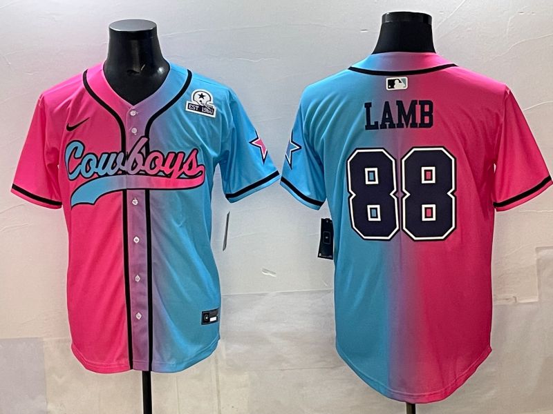 Men 2025 Dallas Cowboys #88 Lamb Blue pink Nike Limited NFL Jersey style 006->oakland raiders->NFL Jersey
